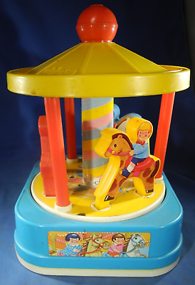#ad Rare Vintage Chicco Toy Carousel Merry Go Round Horses Kids Works Music Italy