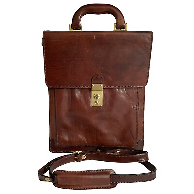 Leather Bag Shoulder Man Purse Unisex Satchel Key 13” European Vtg $149.99