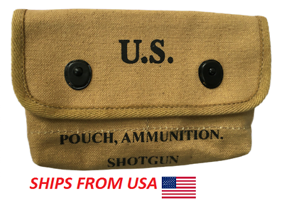 #ad US WWII Canvas Shotgun Shell Ammunition Pouch Marked