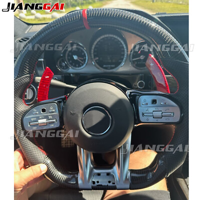 #ad Carbon Fiber Steering Wheel Fit Mercedes Benz AMG E C CLASS with Paddles Buttons