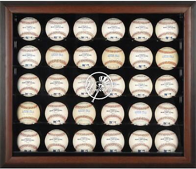 #ad Yankees Logo Brown Framed 30 Ball Display Case Fanatics