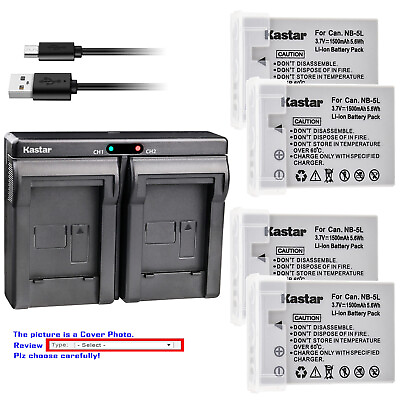 #ad Kastar Dual Charger Battery for OEM Canon Genuine CB 2LX CB 2LXE Charger