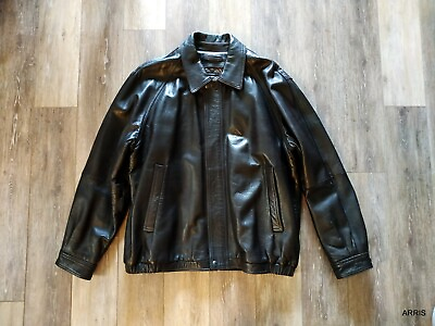 #ad ✅Claiborne ** Leather Zip Front Jacket Size XL LN Brown Man