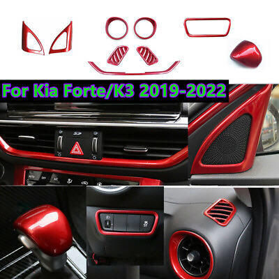 #ad 9x Red ABS Interior Cover Trim Decor For Kia Forte K3 2019 2022