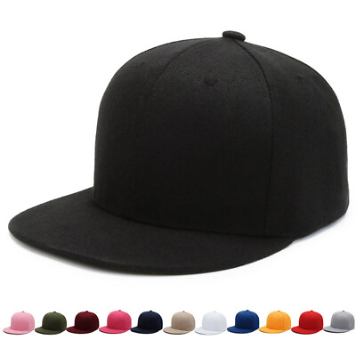 #ad Classic Snapback Snap Back Baseball Blank Plain Hat Hip Hop Cap Adjustable Black
