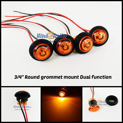 #ad 4 Amber 3 4quot; LED lights 3 wire Dual function Clearance Marker Trailer Truck