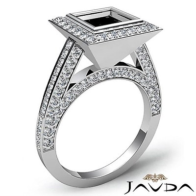 #ad Princess 1.7Ct Diamond Engagement Ring Halo Bezel Set Semi Mount 14k White Gold