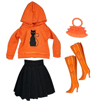 #ad Eledoll Clothes Fashion Pack for 12” Fashion Doll Halloween BLACK CAT Set