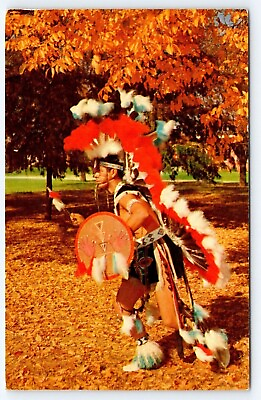 #ad Native American Indian Colorful Ceremonial Dance Vintage Postcard AF427 5A