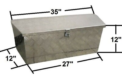#ad 35quot; L x 12quot; H X 12quot; D Aluminum Silver Trailer Tongue Tool Box Storage Lock