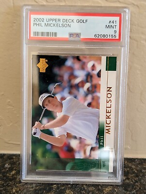 #ad 2002 Upper Deck Golf Phil Mickelson #41 PSA 9 MINT RC Rookie