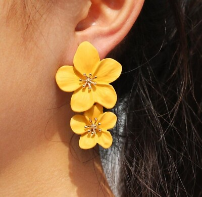 #ad Fashion Women Boho Flower Statement Alloy Drop Dangle Ear Stud Earrings