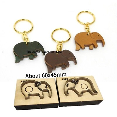 #ad 2Pcs Elephant Key Chain Die Cut Mold Japan Steel Blade DIY Leather Crafts Tools