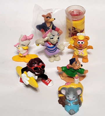 #ad Vtg Mixed Lot of Disney Kelloggs AVON plastic figures RaisinPound Puppy