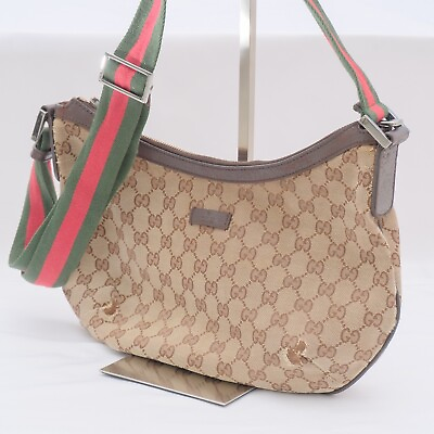 #ad Gucci Shoulder Messenger Bag Crossbody Canvas Sherry Line Authentic