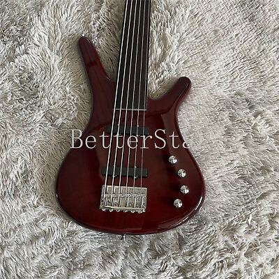 #ad Electric Bass Guitar Wine Red Maple Neck Solid Body 6 String Fast Shipping