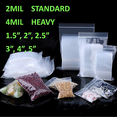 2 4Mil Clear Small Plastic 1.5x 2x 3 4 5quot; Zip Reclosable Top Lock Jewelry Bag $19.95