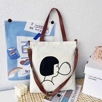 #ad Girl Shoulder Bag Canvas Shopper Tote Handbag Large Capacity Schoolbag Crossbody