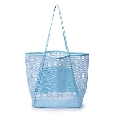#ad Large Blue Mesh Beach Bag Pool Tote Shopper Hand Shoulder Bag NWOT