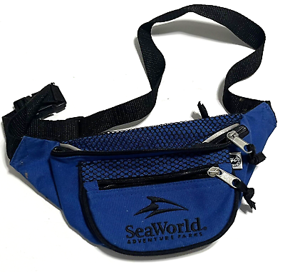 #ad SEA WORLD Adventure Parks Shamu Adult Belted Zip Blue Waist Fanny Pack Pouch Bag