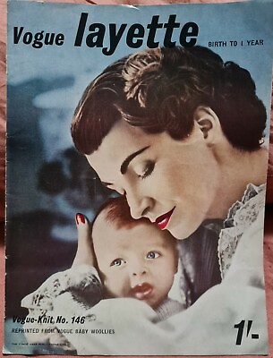 #ad 1950s Vogue Lace Cardigan Hat Layette Matinee Bootees Baby Knitting Pattern 148