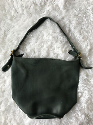 #ad VINTAGE COACH DUFFLE SAC BUCKET SOULDER BAG PURSE #9085 Green Leather