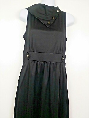 #ad Peach Couture Dress Women#x27;s S M Black Sleeveless Foldover Collar