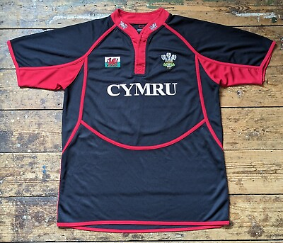 #ad Manav Wales Cymru Welsh black fan supporter s s Rugby shirt jersey top Medium