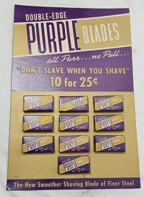 #ad New Vintage Purple Double Edge Safety Razor Blades Retail Card 10x 10pk = 100