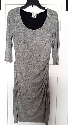 #ad Gray color midi women#x27;s dress with long sleeves. Double layer. Open neck. New