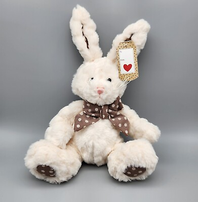 #ad Ganz Cottonball Bunny Rabbit Plush 12quot; Polka Dot Bow Feet Stuffed Animal Toy