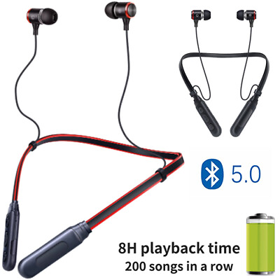 #ad Stereo Wireless Bluetooth Headphone Mic Earphones Neckband Earbuds Sport E3N
