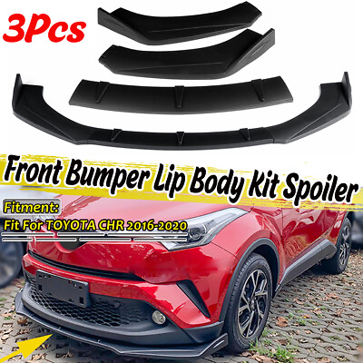 #ad For Toyota CHR 2016 2020 Matte Black Front Lip Splitter Chin Spoiler Body Kit