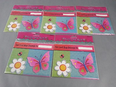 #ad New 5 Packs If 8 Party Loot Bags 40pc Birthday Butterfly Garden Girl
