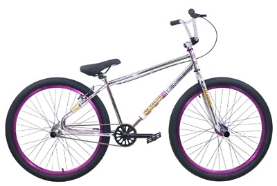 #ad R4 Pro 26quot; Complete White or Chrome W Purple Wheels BMX Bicycle Adult Youth