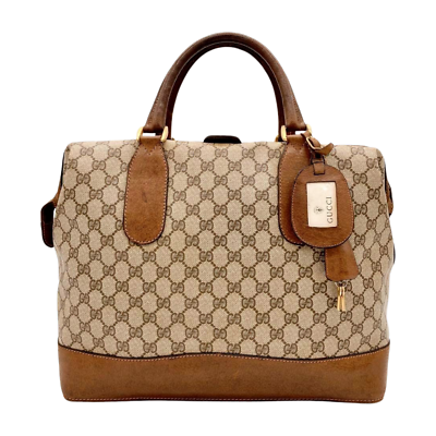 #ad Gucci Vintage Bag Handbag Boston Purse Interlocking GG Supreme Brown Authentic