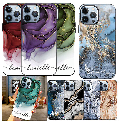 Personalized For iPhone 14 Plus 13 Pro Max 12 11 XR SE Marble Texture Case Cover $7.59