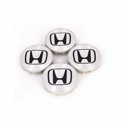 #ad 4pc silver black logo aluminum wheel center caps for Honda 1999 2005 Civic 58mm