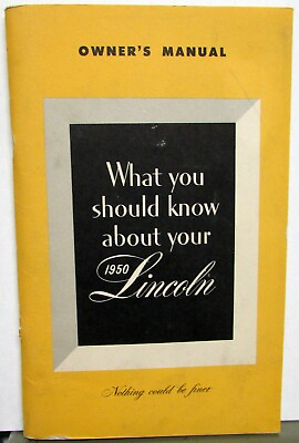 #ad 1950 Lincoln Owners Manual Care amp; Operations Maintenance Original
