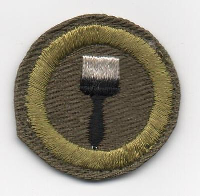 #ad Painting Merit Badge Type E Khaki Narrow Crimped 1947 60 Lt Used