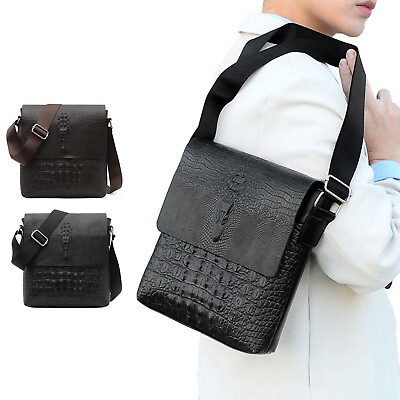#ad Mens Crossbody Messanger Bag PU Leather Satchel Shoulder Bag Business Handbag