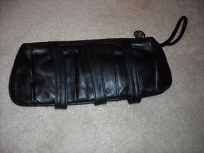 #ad Ladies Clutch Handbag Wristlet Purse Black Lambskin Leather NEW