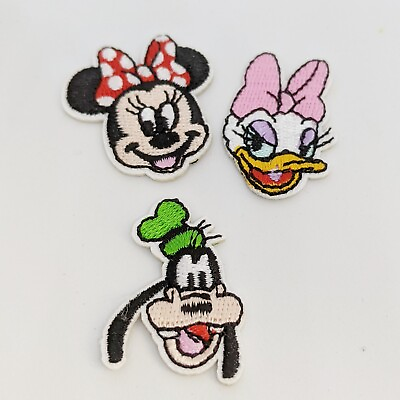 #ad Mickey Mouse Disney Set Of Three Iron On Embroidered Patches Minnie Daffy Goofy