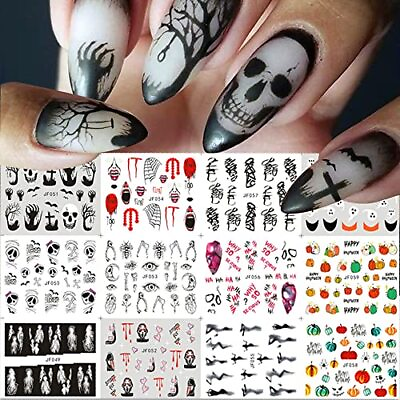 #ad Halloween Nail Art Sticker Decals Skull Nail Supplies Evil Eyes Halloween C