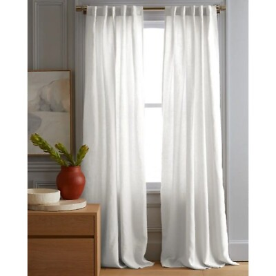 #ad Quince European Linen Blackout Curtain 48x96 White