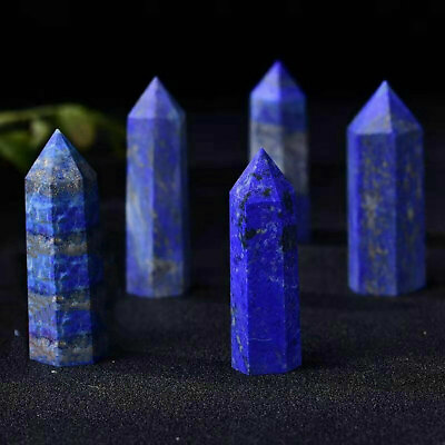 #ad AAA Lapis Lazuli Quartz Crystal Point Obelisk Stone Wand Reiki Natural Specimen
