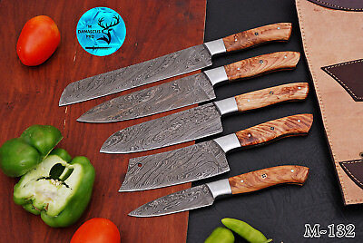 #ad CUSTOM HANDMADE FORGED DAMASCUS STEEL CHEF KNIFE KITCHEN KNIVES CHEF SET 132