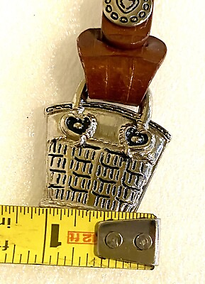 #ad Silver Tone Purse Metal Key Chain Ring Bag Charm New