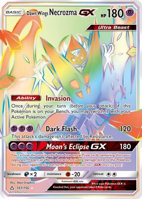 #ad Dawn Wings Necrozma GX 161 156 Pokemon Ultra Prism Sun amp; Moon Secret Card NM