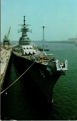 U.S.S. New Jersey BB62 Long Beach Yard Naval Ship Postcard Chrome Unposted A1204 $4.95